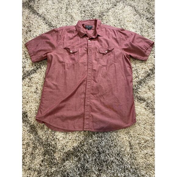 Retrofit Brand MFG Mens Button Up Shirt‎ Solid Marroon Western Style XXL - Picture 1 of 4